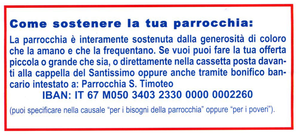 Come aiutare la Parrocchia di San Timoteo a Roma Casal Palocco