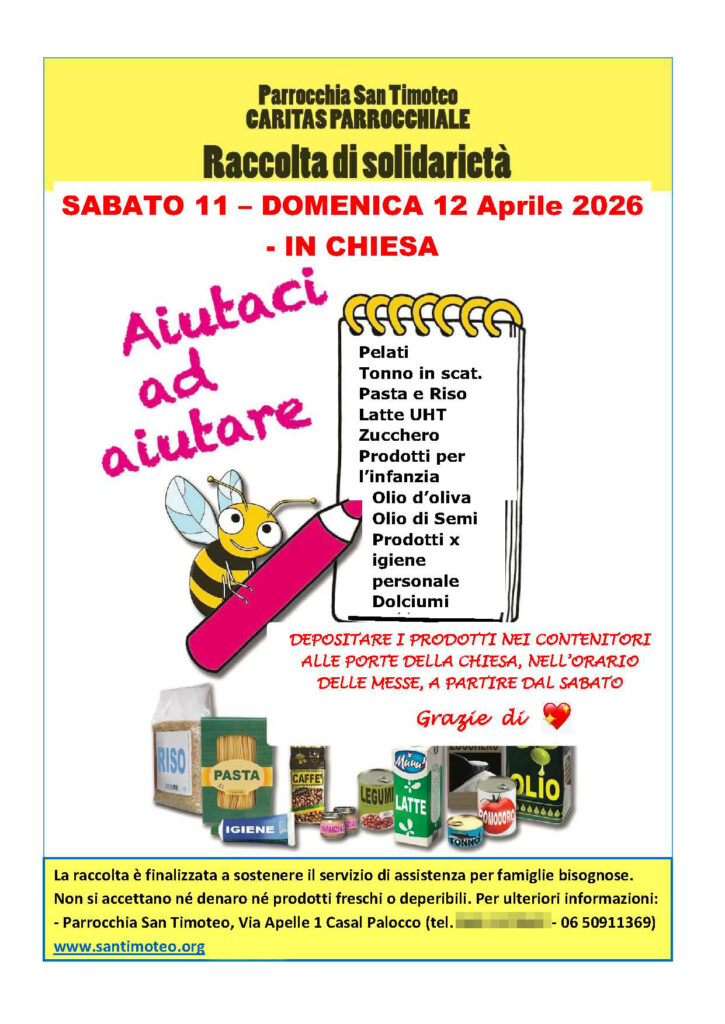 Raccolta di solidarietà Parrocchia San Timoteo Roma